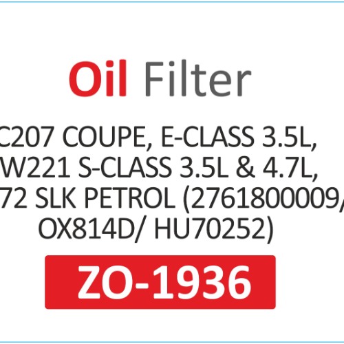 OIL FILTER | Suitable for: C207 COUPE, E-CLASS 3.5L,W221 S-CLASS 3.5L&4.7L,R172 SLK PETROL(2761800009 | OX814D | HU70252) - Image 2