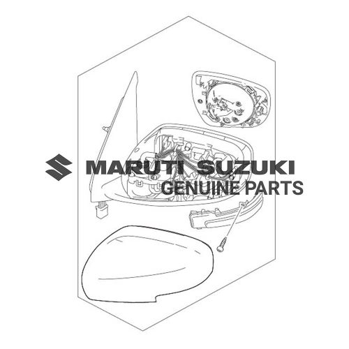 MIRROR ASSEMBLY_ OUT REAR VIEW LEFT HAND (BLACK)For DZIRE 